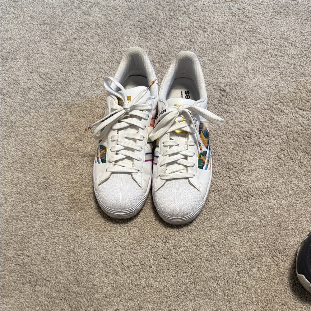Adidas White Sneakers with Multicolor Design